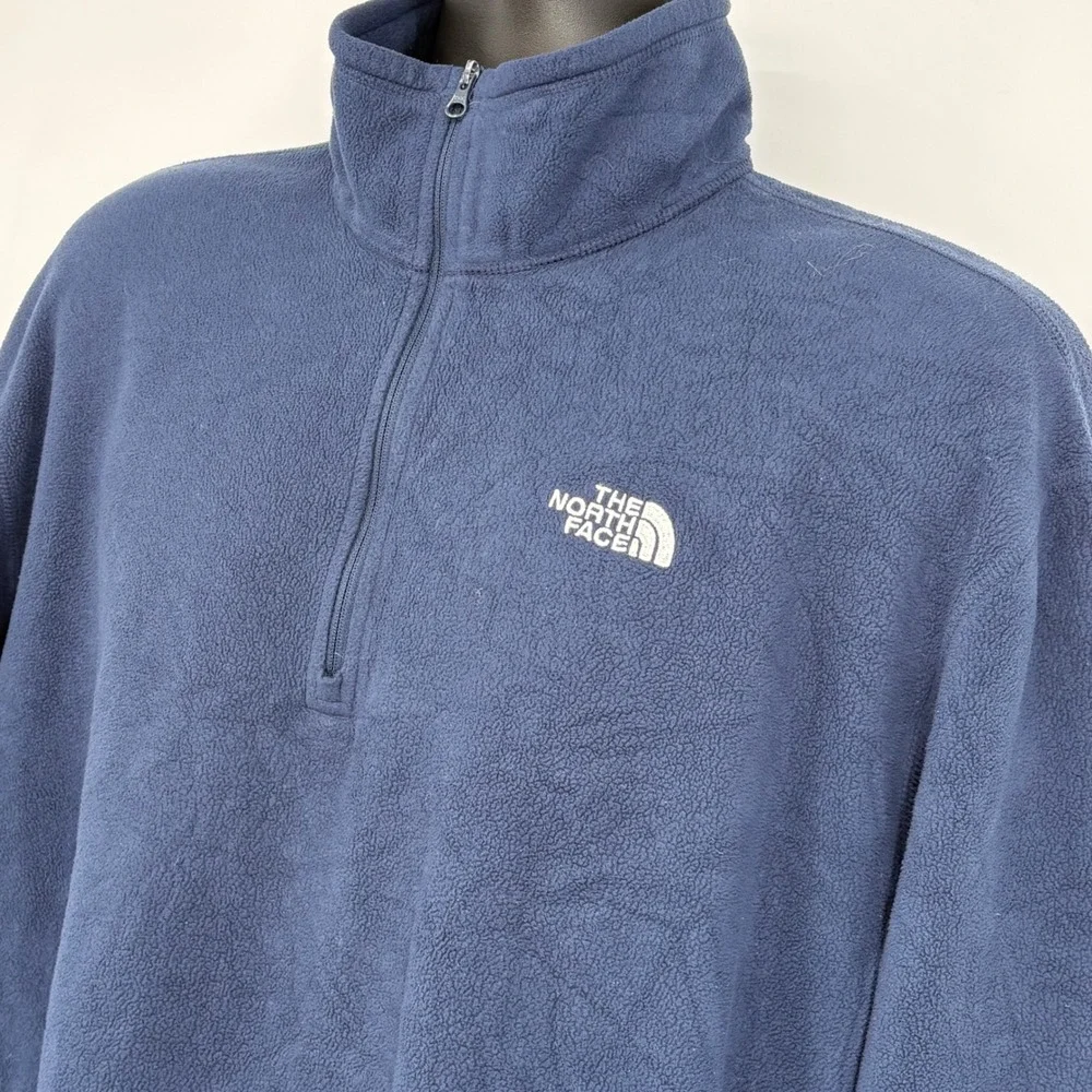 The North Face Mens Fleece Quarter Zip Pullover Navy‎ Blue XL TG